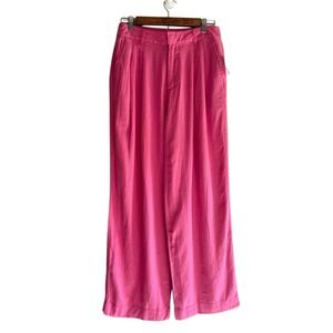 Gap Wide Leg Linen Blend Pants Pleated High Rise Pink Preppy Office Work 6 NWT